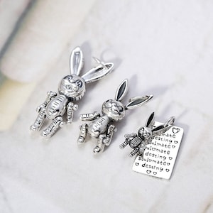 S925 sterling silver rabbit pendant, vintage Thai silver white rabbit pendant, rabbit silver pendant, creative necklace pendant