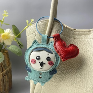 Llaveros Chiikawa hechos a mano, dijes para bolsos Chiikawa, dijes para bolsos con personajes de dibujos animados, accesorios de cuero originales