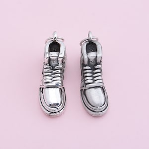 S999 sterling silver shoe pendant, sneaker pendant, shoe necklace pendant, punk street fashion pendant