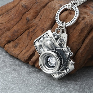 Personalized sterling silver camera pendant, musical note pendant, earphone pendant, Christmas gift for music lovers, radio pendant