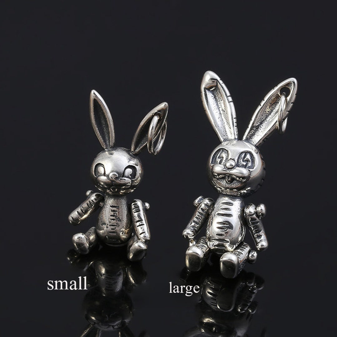 Personalized Sterling Silver Rabbit Pendant Necklace: Engraved Bunny ...