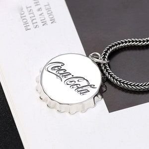 COKE Bottle Cap Pendant Necklace - Silver Coca Cola Bottle Cap Charm/Pendant - Novelty Fashion Collectibles Jewelry Gifts for Coke Lovers