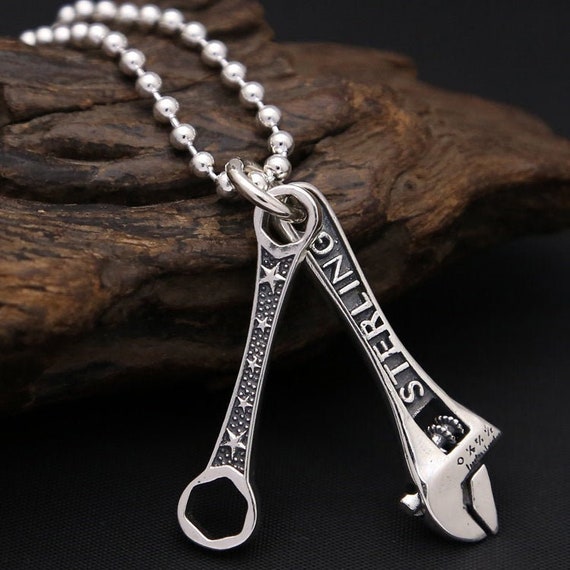 Sterling Silver Wrench Pendant Wrench Jewelry Silver Wrench