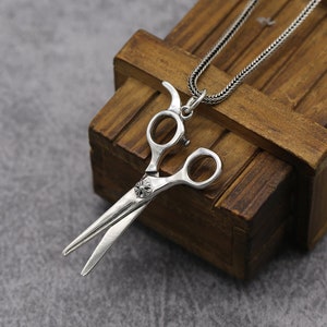 Scissors Pendant Necklace, Delicate Sterling Silver Large Scissors Jewelry, Elegant Hairdresser Tailor Tailor Hairdresser Stylist Gift