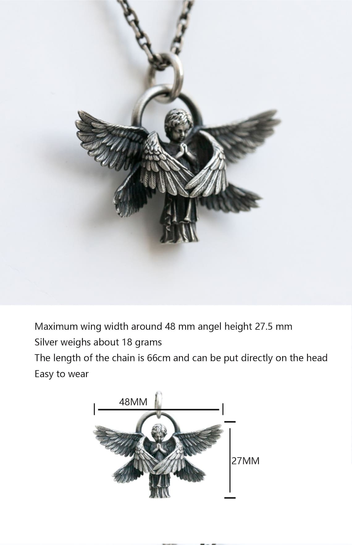 925 sterling silver six-winged angel pendant angel necklace image 5