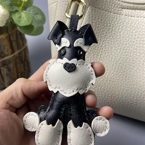 Pendentif de sac en cuir fait main porte-clés Schnauzer pendentif de sac en cuir porte-clés personnalisé chien/porte-clés Prince Charles