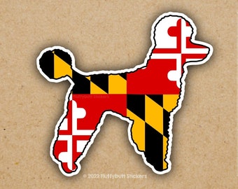 Maryland Flag Poodle Sticker | Maryland Flag Poodle | Dog Mom Dog Dad Sticker | Maryland Dog Sticker | Bumper Sticker | Poodle Gift