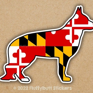 Maryland Flag German Shepherd Sticker | Magnet | Maryland Flag | GSD | Maryland Pride | German Shepherd | Dog Sticker | Bumper Sticker