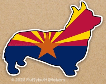 Arizona Flag Pembroke Corgi Sticker | Pembroke Welsh Corgi Sticker | Dog Sticker | Corgi Bumper Sticker | Corgi Vinyl Decal | Corgi Gift