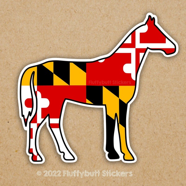 Maryland Flag Horse Sticker | Maryland Flag Horse Magnet | Maryland Pride | Bumper Sticker | Horse Magnet for Car | Horse Owner | Decal