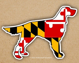 Maryland Flag Setter Sticker | Maryland Flag Setter | Dog Mom Dog Dad Sticker | Maryland Dog Sticker | Bumper Sticker | Setter Gift
