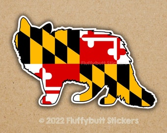 Maryland Flag Longhair Cat Sticker | Maryland Flag | Cat Sticker | Maryland Pride | Bumper Sticker | Fluffy Cat | Long Hair Cat