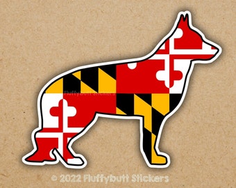 Maryland Flag German Shepherd Sticker | Magnet | Maryland Flag | GSD | Maryland Pride | German Shepherd | Dog Sticker | Bumper Sticker