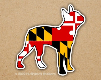 Maryland Flag Boston Terrier Sticker | Maryland Flag | Boston Terrier Sticker | Maryland Pride | Dog Sticker | Bumper Sticker