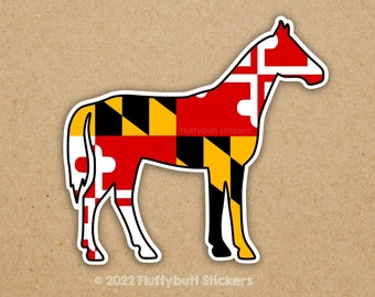 Maryland Flag Horse Sticker | Maryland Flag Horse Magnet | Maryland Pride | Bumper Sticker | Horse Magnet for Car | Horse Owner | Decal