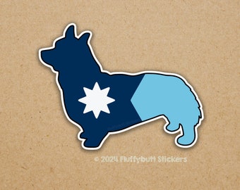 Minnesota Flag Pembroke Corgi Sticker | MN Flag | Minnesota Dog Sticker | Pembroke Welsh Corgi | Dog Decal | Bumper Sticker | Corgi Mom Gift