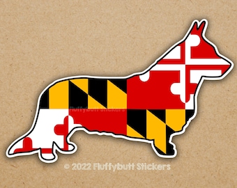 Maryland Flag Cardigan Corgi Sticker | Magnet | Maryland Flag | Corgi Sticker | Maryland Pride | Cardigan Welsh Corgi | Dog Sticker | Decal