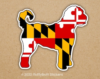 Maryland Flag Goldendoodle Sticker | Maryland Flag | Goldendoodle Sticker | Car Magnet | Labradoodle | Dog Sticker | Bumper Sticker