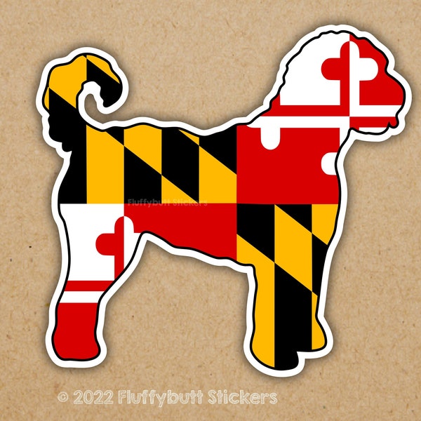 Maryland Flag Goldendoodle Sticker | Maryland Flag | Goldendoodle Sticker | Car Magnet | Labradoodle | Dog Sticker | Bumper Sticker