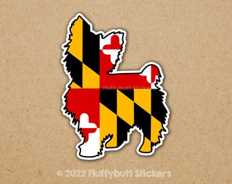 Maryland Flag Yorkshire Terrier Sticker | Maryland Flag | Yorkie Sticker | Maryland Pride | Yorkshire Terrier | Dog Sticker | Bumper Sticker