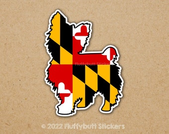Maryland Flag Yorkshire Terrier Sticker | Maryland Flag | Yorkie Sticker | Maryland Pride | Yorkshire Terrier | Dog Sticker | Yorkie Magnet