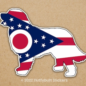 Ohio Flag Bernese Mountain Dog Sticker | Ohio Flag Dog Sticker | BMD Sticker | Dog Bumper Sticker | Bernese Bumper Sticker | Ohio Dog Gift