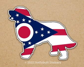 Ohio Flag Bernese Mountain Dog Sticker | Ohio Flag Dog Sticker | BMD Sticker | Dog Bumper Sticker | Bernese Bumper Sticker | Ohio Dog Gift