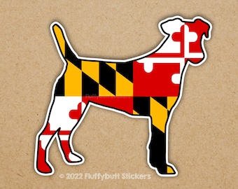 Maryland Flag Jack Russell Sticker | Maryland Flag | Jack Russell Sticker | Maryland Pride | Maryland Dog Sticker | Bumper Sticker