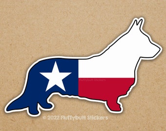 Texas Flag Cardigan Corgi Sticker | Texas Pride | Corgi Bumper Sticker | Dog Sticker | Vinyl Decal | Cardigan Welsh Corgi | TX Flag Sticker