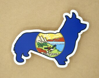 Montana Flag Pembroke Corgi Sticker | Montana Flag | Corgi Sticker | Montana Pride | Pembroke Welsh Corgi | Dog Sticker | Bumper Sticker