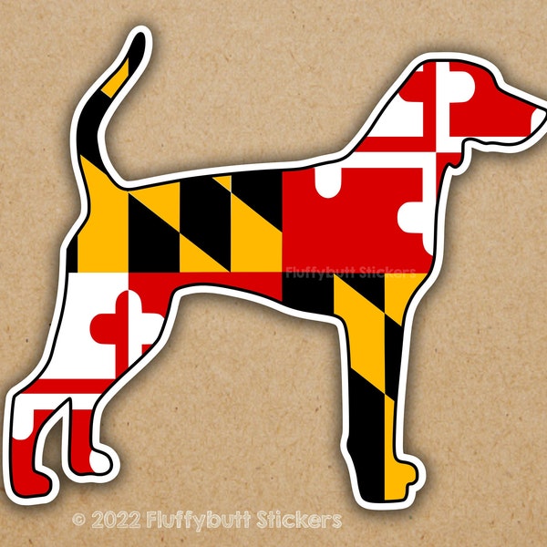 Maryland Flag Foxhound Sticker | Maryland Flag Hound | Foxhound Sticker | Maryland Foxhound | Maryland Dog Sticker | Bumper Sticker | Gift