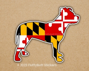 Maryland Flag Pitbull Sticker | Pitbull Magnet | Maryland Flag | Pitbull Sticker | Maryland Pride | Pibble | Dog Sticker | Bumper Sticker