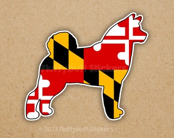 NEW! Maryland Flag Akita Sticker | Maryland Flag | Akita Sticker | Maryland Pride | Dog Sticker | Bumper Sticker | Akita Decal | Dog Gift