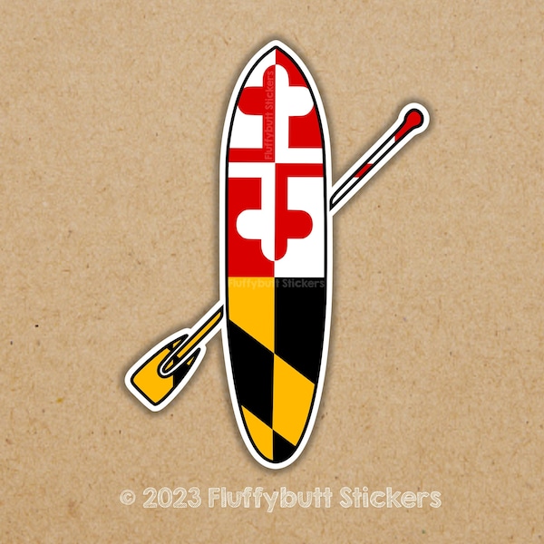 Maryland Flag Stand Up Paddle Board Sticker | Maryland Flag | SUP Sticker | Maryland Pride | Car Decal | Bumper Sticker | Vinyl | Waterproof