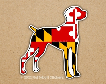 Maryland Flag Vizsla, German Shorthair Pointer, Weimaraner Sticker | Maryland Pride | Dog Sticker | Sticker for Car | Gift for dog owner