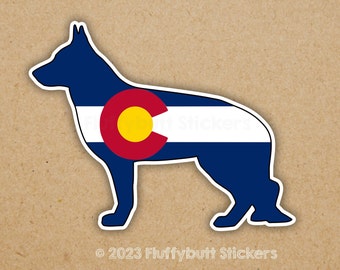 Colorado Flag German Shepherd Sticker | Colorado Flag | German Shepherd Dog | Colorado Dog Sticker | Dog Mom Dad Gift | Bumper Sticker