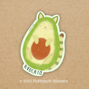 Avocato Sticker | Cat Avocado Sticker | Funny Cat Sticker | Cute Sticker | Vinyl Waterbottle Sticker | Kitty Cat | Cat Mom Dad Gift