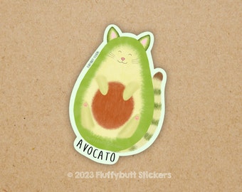 Avocato Sticker | Cat Avocado Sticker | Funny Cat Sticker | Cute Sticker | Vinyl Waterbottle Sticker | Kitty Cat | Cat Mom Dad Gift