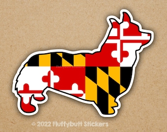 Maryland Flag Pembroke Corgi Sticker | Magnet | Maryland Flag | Corgi Sticker | Maryland Pride | Pembroke Welsh Corgi | Dog Sticker