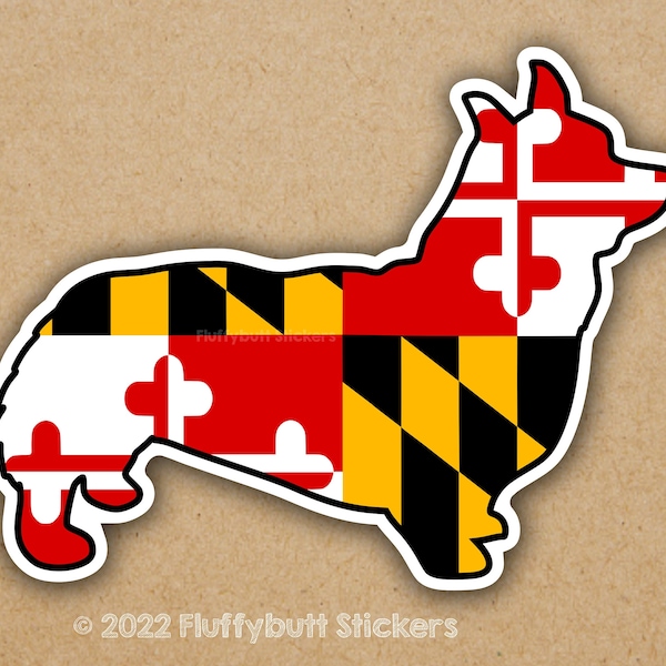 Maryland Flag Pembroke Corgi Sticker | Magnet | Maryland Flag | Corgi Sticker | Maryland Pride | Pembroke Welsh Corgi | Dog Sticker
