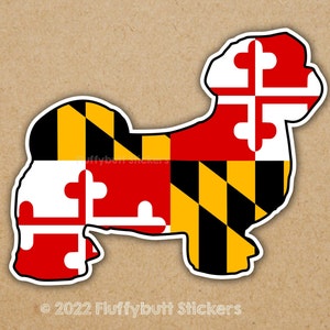 Maryland Flag Shih Tzu Sticker | Maryland Flag | Maryland Pride | Shih Tzu Sticker | ShihTzu | Dog Sticker | Bumper Sticker | Vinyl Decal