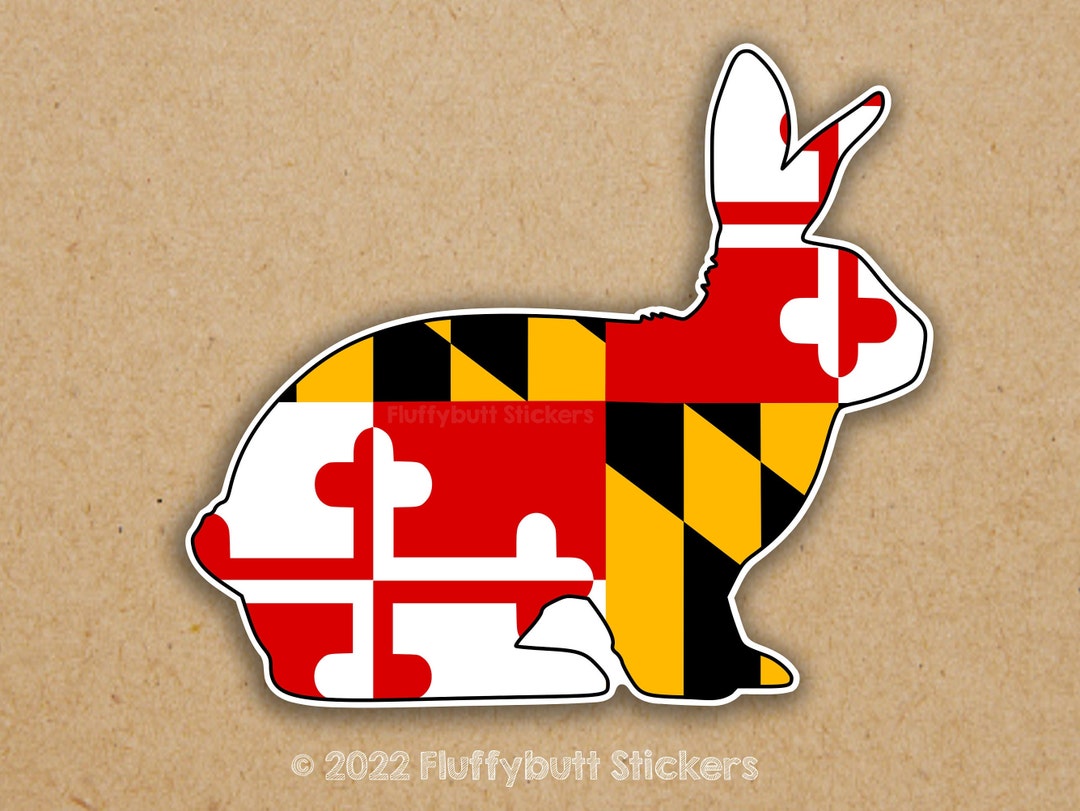 Maryland Flag Rabbit Sticker | Maryland Flag | Bunny Rabbit Sticker ...