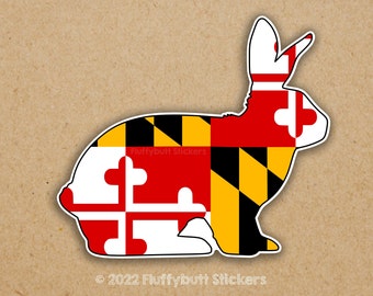 Maryland Flag Rabbit Sticker | Maryland Flag | Bunny Rabbit Sticker | Maryland Pride | Bumper Sticker | Rabbit Gift | Cute Bunny Vinyl Decal