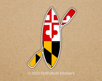 Maryland Flag Kayak Sticker | Maryland Flag | Kayak Sticker | Maryland Pride | Car Decal | Bumper Sticker | Vinyl | Kayaking | Waterproof