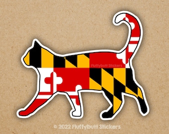 Maryland Flag Cat Sticker | Maryland Flag | Cat Sticker | Maryland Pride | Car Magnet | Bumper Sticker | Kitty Sticker | Shorthair Cat