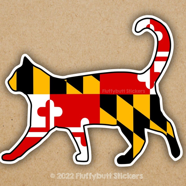 Maryland Flag Cat Sticker | Maryland Flag | Cat Sticker | Maryland Pride | Car Magnet | Bumper Sticker | Kitty Sticker | Shorthair Cat