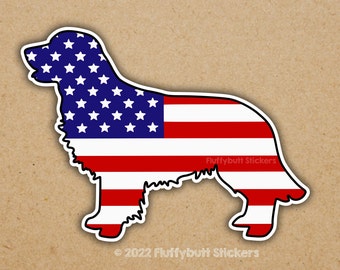 American Flag Golden Retriever Sticker | American Flag | Dog Sticker | Bumper Sticker | Dog Owner Gift | Patriotic Dog | USA Flag Sticker