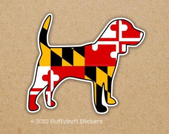 Maryland Flag Beagle Sticker | Maryland Flag | Beagle Sticker | Maryland Pride | Beagle Hound | Dog Sticker | Bumper Sticker