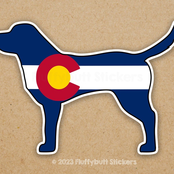 Colorado Flag Labrador Retriever Sticker | Colorado Flag Lab Shaped Sticker | Colorado Dog Sticker | Dog Mom Dad Gift | Bumper Sticker