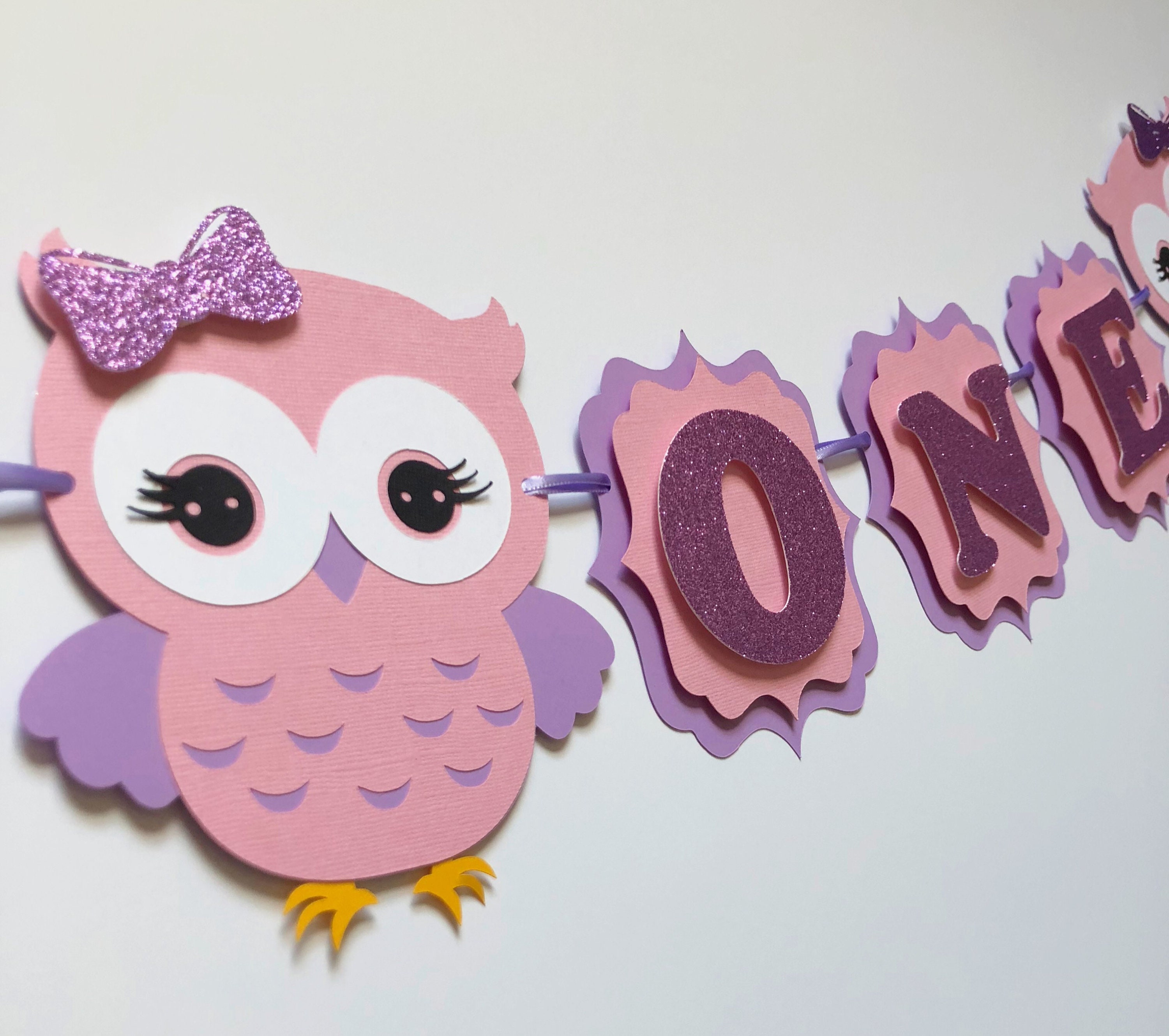 Pink And Purple Owl Themed High Chair Banner For First Etsy